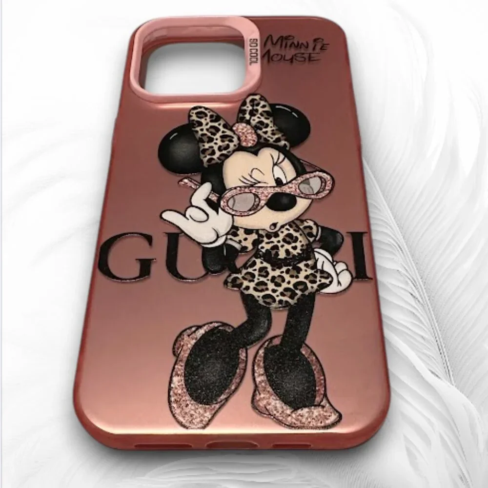 Cartoon Chic Design Stylish Pink Glossy iPhone Case iPhone 14 Pro Max
